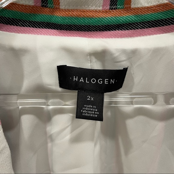 Halogen Colorful Stripe Ruched Sleeve Cotton Blend Blazer 2X One Button - Picture 5 of 12
